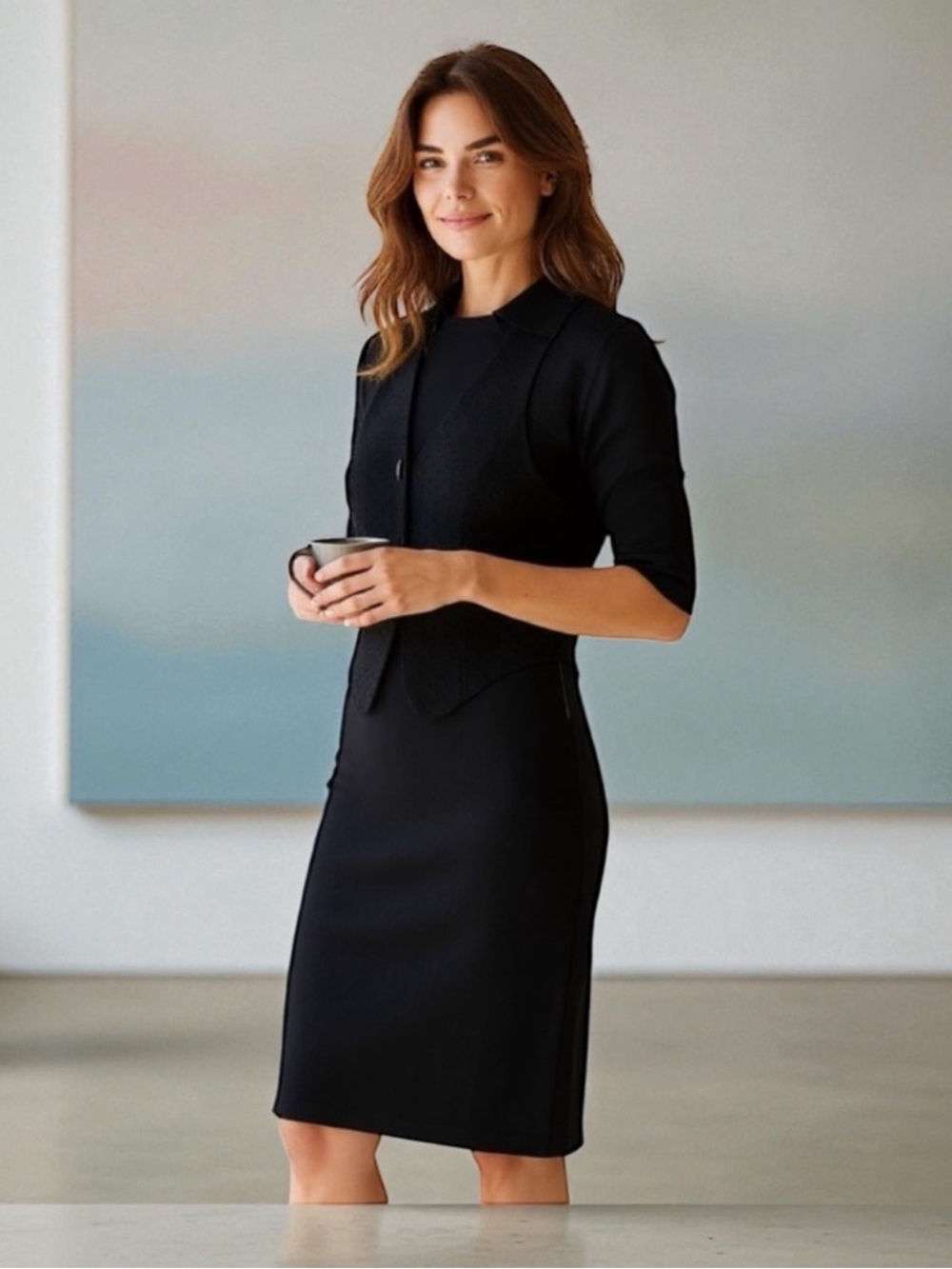 Vintage LILLIE RUBIN Black Wool Designer Dress II. Never Worn    size Small